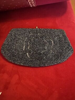 Vintage, Beaded Black Evening Clutch - Elegant Sparkle